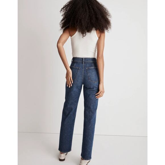Madewell Perfect Vintage Straight Jeans Blue High Rise Button Zip Pocket Sz 28 - Picture 5 of 14